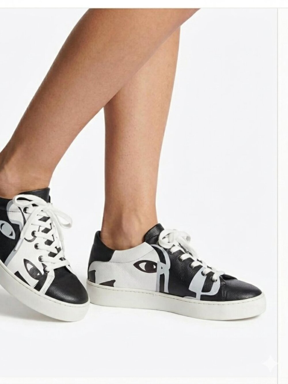 𝅺SCOLOCO BY CELIA WIDEMANN ARTELOCO BLACK WHITE GRAPHIC UNISEX LACE UP SNEAKERS